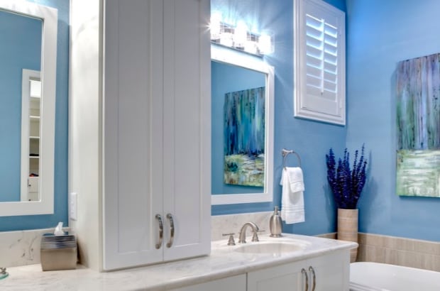 Bathroom with blue walls
